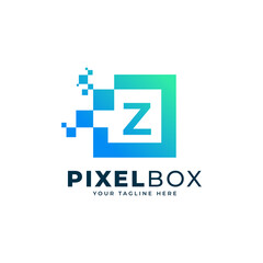 Initial Letter Z Digital Pixel Logo Design. Geometric Shape with Square Pixel Dots. Usable for Business and Technology Logos