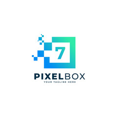 Initial Number 7 Digital Pixel Logo Design. Geometric Shape with Square Pixel Dots. Usable for Business and Technology Logos