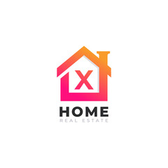 Initial Letter X Home House Logo Design. Real Estate Logo Concept. Vector Illustration