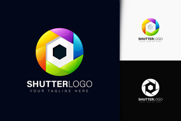 Shutter camera logo design with gradient