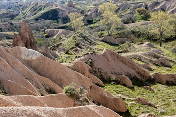 Erosion-sculpted tuff formations, Cappadocia, Turkey