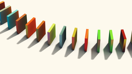 Abstract array of multi-colored blocks on a bright background