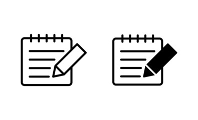 Note icons set. notepad sign and symbol