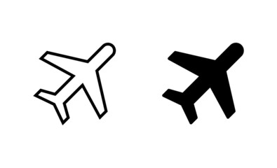 Plane icons set. Airplane sign and symbol. Flight transport symbol. Travel sign. aeroplane