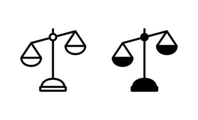 Scales icons set. Law scale icon. Justice sign and symbol