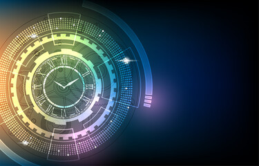 Vector abstract technology analog clock display concept