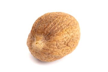 Whole Nutmeg on a White Background