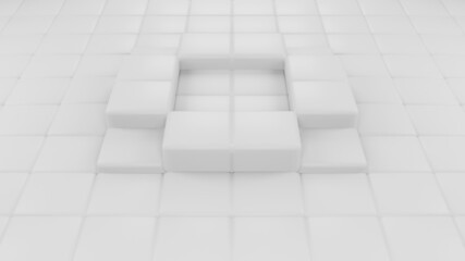 Abstract 3d rendering of geometric square shapes composition modern background