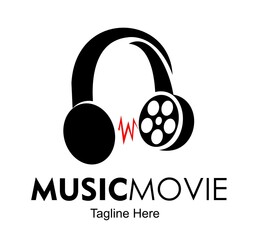 music movie logo design vector