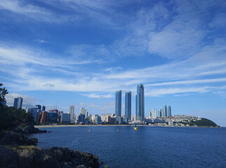 Fototapeta premium Busan Skyline Blue Sky Daytime Ocean View