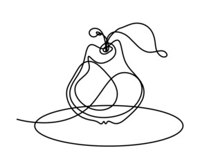 Drawing line pear on the white background. Vector