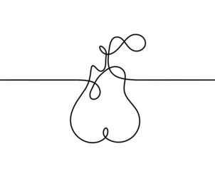 Drawing line pear on the white background. Vector