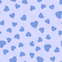 Blue heart seamless pattern. Children's drawing from hearts. For kids prints, textiles, bed linen. Modern, trendy geometric Valentine's Day pattern. Romantic, cold heart, wedding,  holiday. Vector