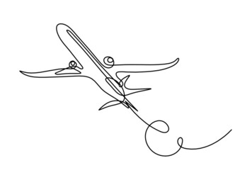 Abstract plane as line drawing on white as background. Vector