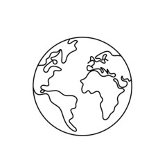 Abstract planet Earth as line drawing on white as background. Vector