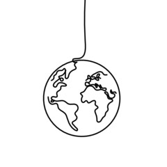 Abstract planet Earth as line drawing on white as background. Vector