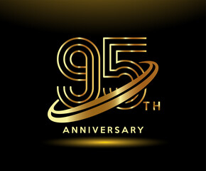 Golden 95 year anniversary celebration logo design inspiration