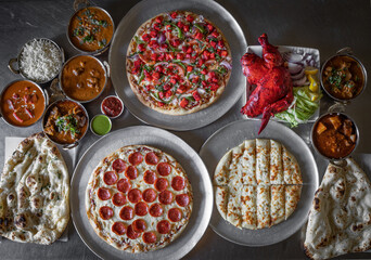 Pizza and dishes
