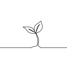 Abstract sprout as line drawing on the white background