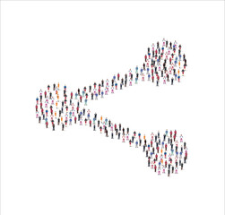 People Group of in the shape of ....... white background. Vector illustration