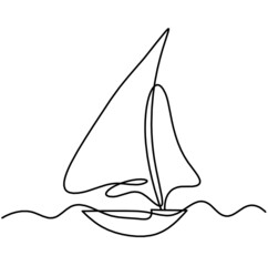 Abstract boat as line drawing on white background. Vector