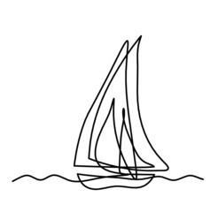 Abstract boat as line drawing on white background. Vector