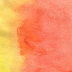 Yellow and Red Hand Drawn Watercolor Abstract Background.
