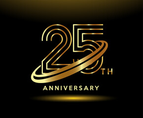 Golden 25 year anniversary celebration logo design inspiration