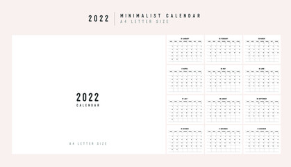 Calendar 2022 Trendy Minimalist Style. Set of 12 pages desk calendar. 2022 minimal calendar planner design for printing template. vector illustration - obrazy, fototapety, plakaty