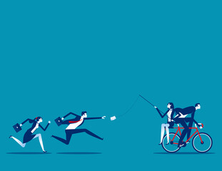 Business person catch money. Fishing with money a bait.
