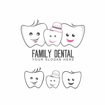 Dental, teeth, tooth funny character of father, mother and child Image graphic icon logo design abstract concept vector stock. Can be used as a symbol related to health or family