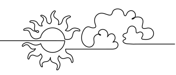 Abstract sun as line drawing on white background