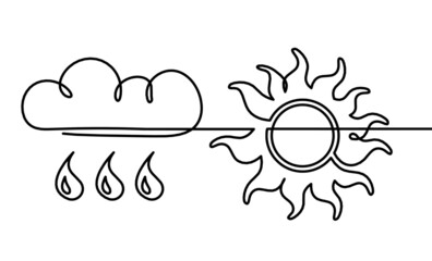 Abstract sun as line drawing on white background