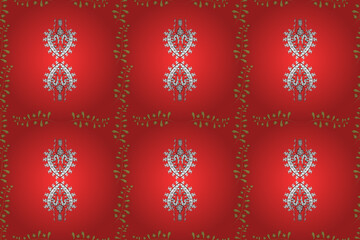 Seamless pattern with interesting doodles on colorfil background. Pano. Raster illustration.