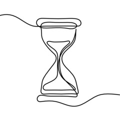 Abstract hourglass clock as line drawing on white background. Vector