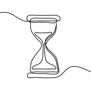 Abstract hourglass clock as line drawing on white background. Vector