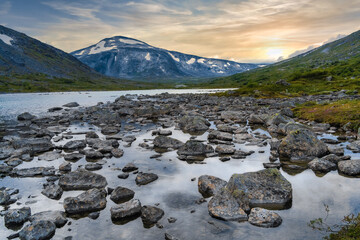 Fascinating landscapes on the Hardanghervidda plateu in central southern Norway, covering parts of...
