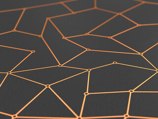 Concept network on dark background. 3D illustration