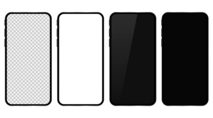 High quality realistic trendy no frame smartphone. Mockup phone for visual ui app demonstration. Mobile set device concept. Vector illustration.