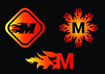 Fire M Letter Logo And Icon Design Template