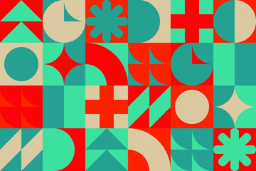 simple funky colorful geometric pattern design. fun seamless illustration for backgrounds and wallpaper. flat shapes composition pattern.