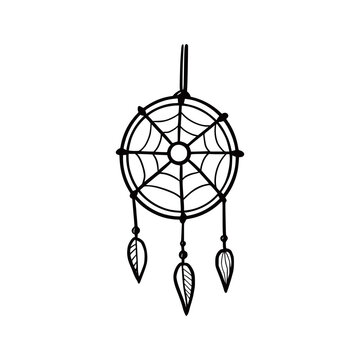 recommend clip art: Hand drawn cute dream catcher. Doodle sketch style. Drawing line simple dream catcher icon. Isolated vector illustration.
