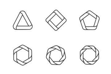 polygon line icon set. triangle, quad, pentagon, hexagon, heptagon and octagon, vector illustration