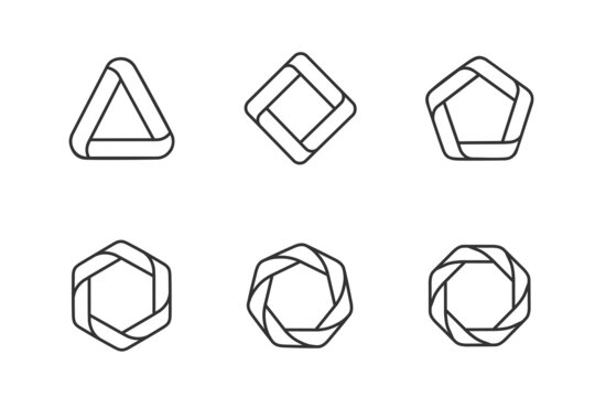 polygon line icon set. triangle, quad, pentagon, hexagon, heptagon and octagon, vector illustration