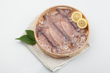 오징어,요리,음식,음식재료,재료,해산물,날것,맛,사람없음,스튜디오,신선,실내,얼음,오브젝트