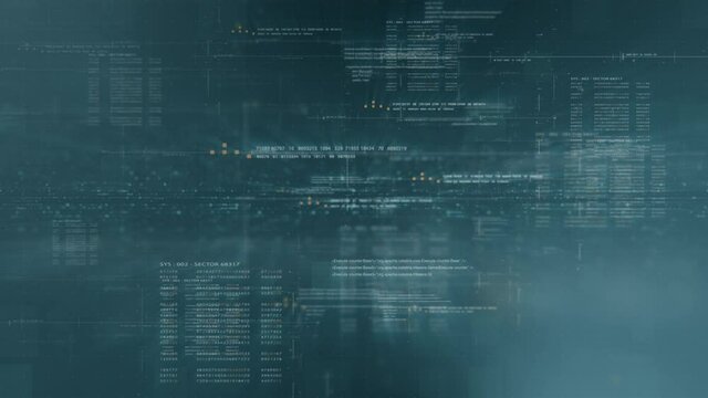 Futuristic simulation of 5G network concept, artificial intelligence quantum physic matrix particles deep learning performing analytic computational head up display loop background