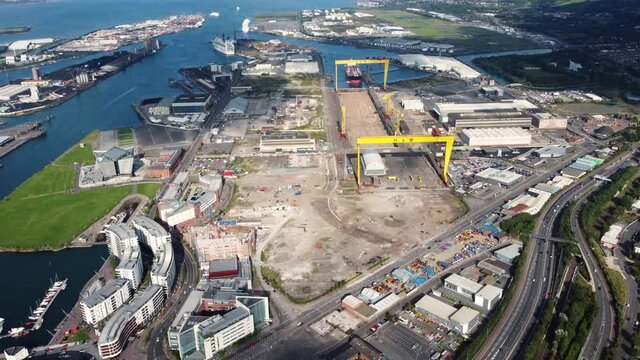 Aerial photo of Belfast City Skyline Cityscape Northern Ireland