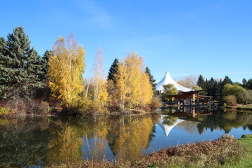 Obraz premium October Reflections On The Water, William Hawrelak Park, Edmonton, Alberta