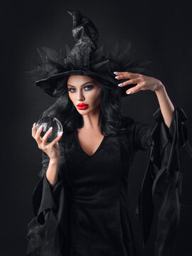 Witch sorceress with crystal ball