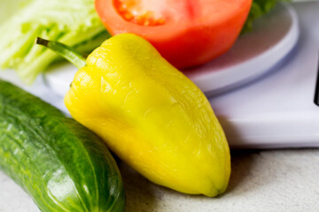 Yellow sweet pepper and other vegetables